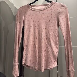 Aerie Light Pink Floral Long Sleeve Tee
